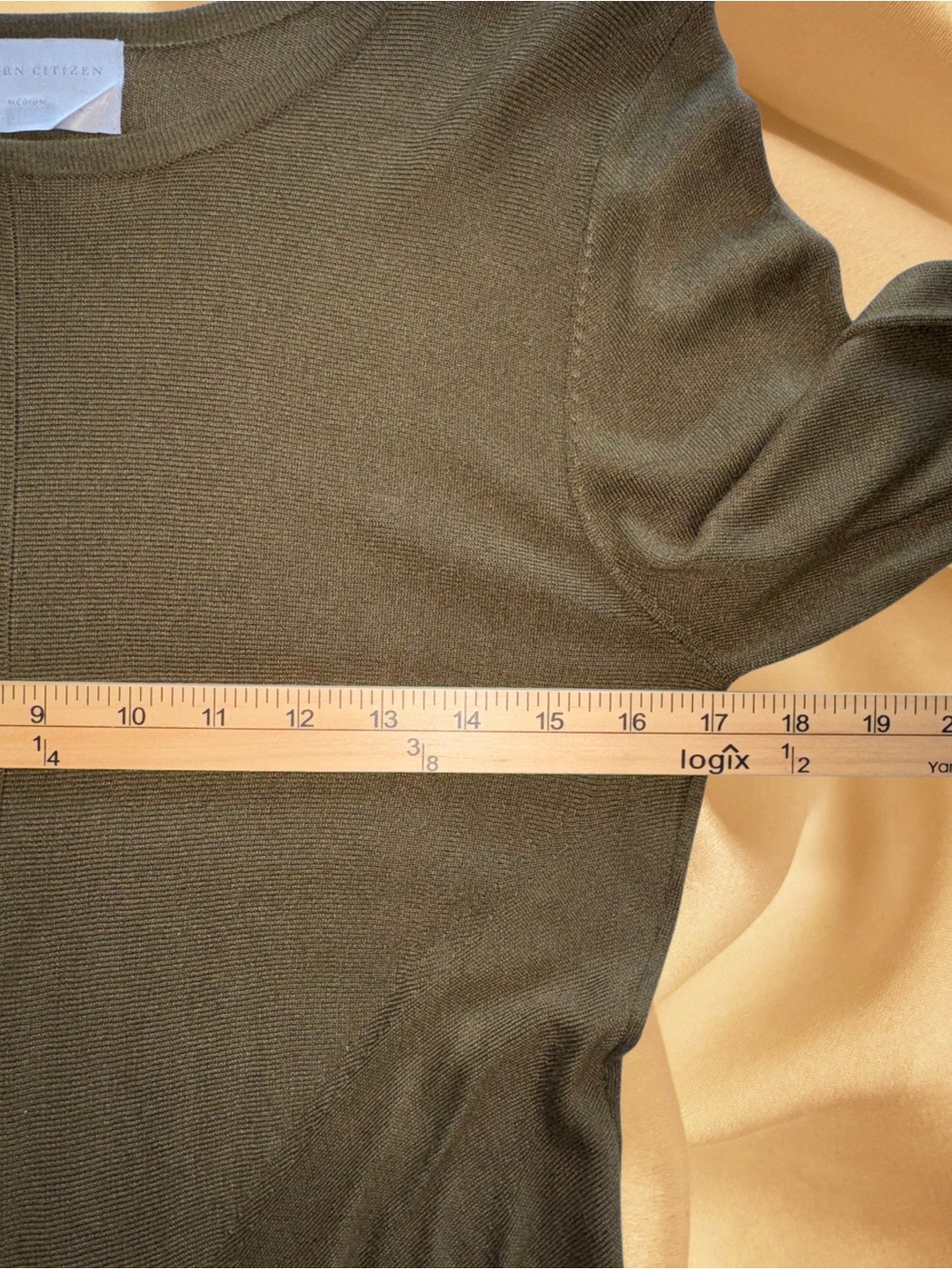 Modern Citizen Long Sleeve Wrap Around Tie Top, Knit Olive Green Size Medium - Picture 13 of 15